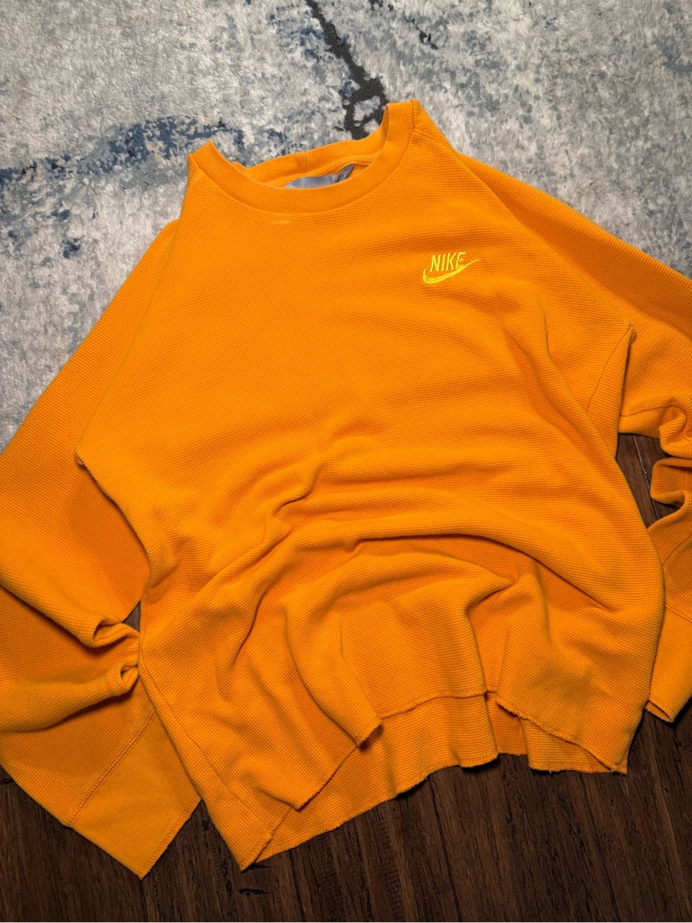 Nike Sportswear Waffle Knit Thermal Long Sleeve Shirt Orange Men’s Large